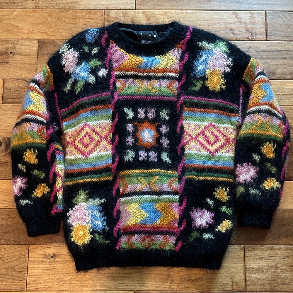 Vtg SIBA mohair and acrylic novelty sweater